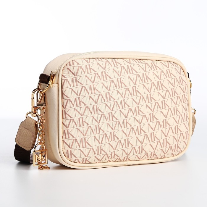 Сумка женская молодёжная текстильная NK, 19х14х6 см, бежевый цвет