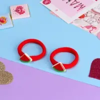 Резинка для волос &laquo;Летнее настроение&raquo;, набор 2 шт., арбуз, 3.5 см, красная