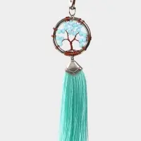 Брелок ловец снов "Древо жизни" 19 см, цв. бирюзовый