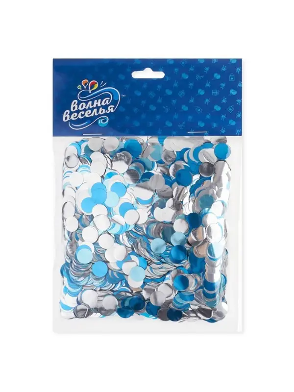 Конфетти &laquo;Круг&raquo; голубой МИКС, металлик, 1 см, 50 г