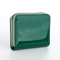Кошелёк женский на молнии, лакированный, цвет зелёный