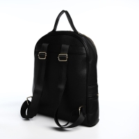 Рюкзак женский из искусственной кожи на молнии, 2 кармана, цвет чёрный