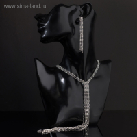 Набор 2 предмета: серьги, колье &laquo;Лёд&raquo; дорожка, цвет белый в серебре, 50 см