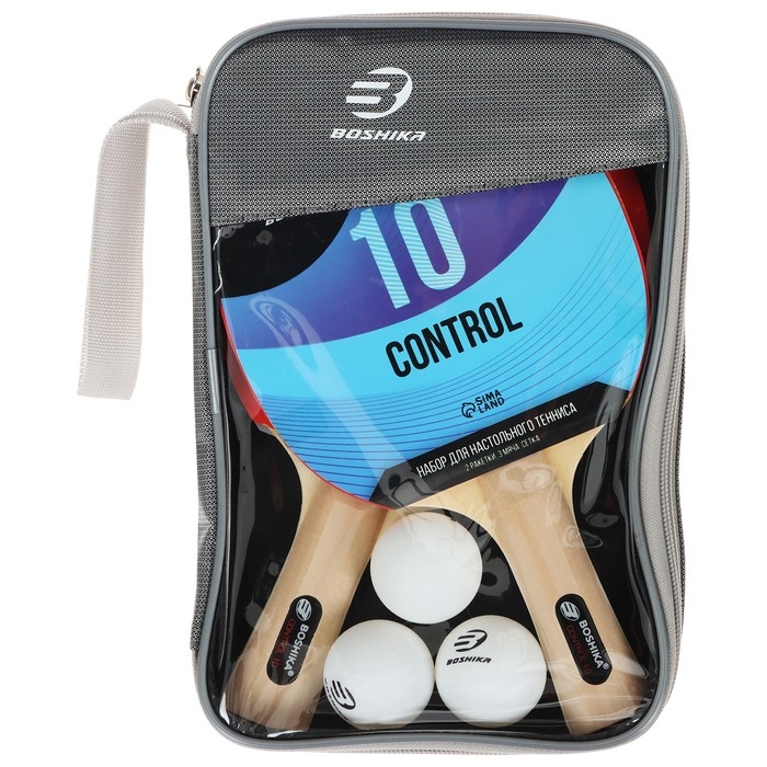 Набор для настольного тенниса BOSHIKA Control 10: 2 ракетки,3 мяча, губка 1.5 мм, коническая ручка