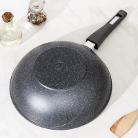 Сковорода &laquo;Гранит ВОК&raquo;, d=28 см, съёмная ручка, стеклянная крышка, антипригарное покрытие, цвет серый