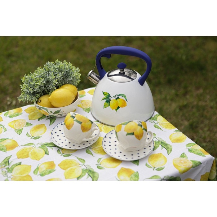 Чайная пара Доляна &laquo;Лимон&raquo;, 2 предмета: чашка 250 мл, блюдце d=15 см