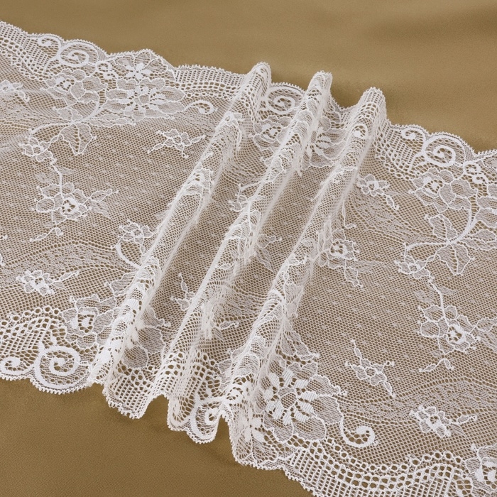 Кружевная эластичная ткань, 240 мм &times; 2,7 &plusmn; 0,5 м, цвет белый