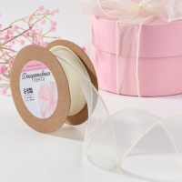 Лента капроновая &laquo;Волна&raquo;, с блеском, 40 мм, 10 &plusmn; 1 м, цвет сливочный №3