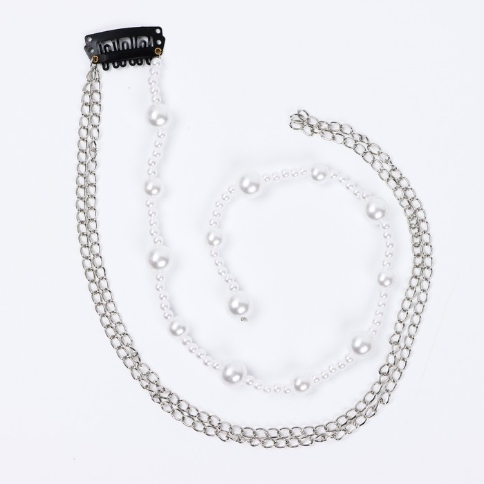 Заколка прядь с жемчугом новогодняя &laquo;Магия Нового года&raquo;, на Новый год, 7 х 6,4 см