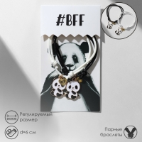 Браслеты &laquo;Неразлучники&raquo; панды и лапки, цвет чёрно-белый, d=6 см