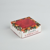 Коробка под 4 конфеты &laquo;Зимняя ботаника&raquo;, 10.5 х 10.5 х 3.5 см, Новый год