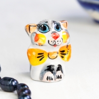 Сувенир &laquo;Кот с бантом&raquo;, 3 см, цвет, гжель