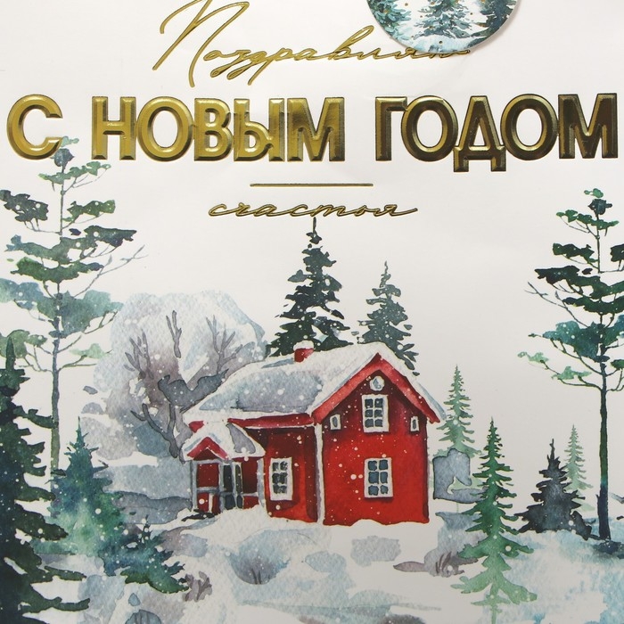 Пакет подарочный новогодний ламинированный вертикальный, конгревное тиснение &laquo;С Новым годом&raquo;, ML 23 х 27 х 11.5 см, Новый год