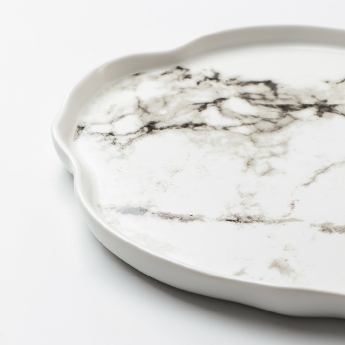 Тарелка керамическая &laquo;Белый мрамор&raquo;, 27 см, цвет белый