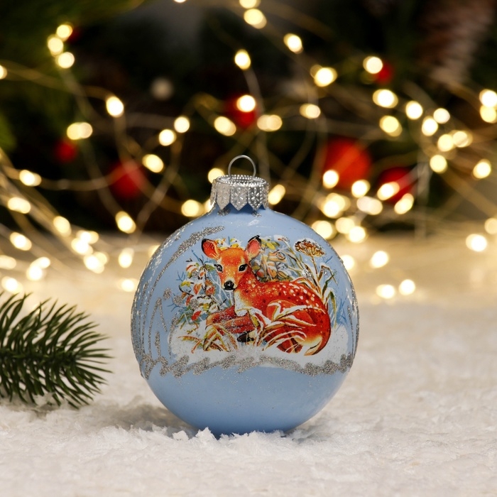 Шар "Олененок под кустиком", 80 мм., в подарочной упаковке, мультицвет