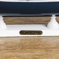 Корабль сувенирный средний &laquo;Калева&raquo;, борта синие с белой полосой, паруса синие, 30х7х32 см