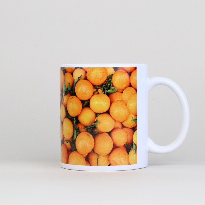 Новый год. Кружка белая керамическая &laquo;Мандарины&raquo;, 320 мл