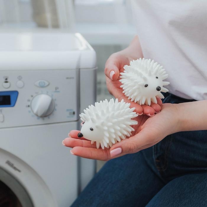 Шарики для стирки белья Доляна &laquo;Ёжики&raquo;, 2 шт, цвет белый