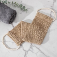 Мочалка-лента для тела массажная Доляна, 53&times;10 см, конопля, бежевая