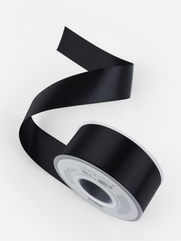 Лента атласная двухсторонняя №0030 38мм*25&plusmn;1м чёрный TR