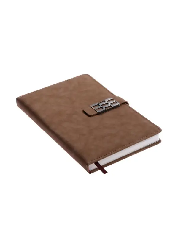 Ежедневник недатированный формат А5, с хлястиком, 112л, линия, пвх, Коричневый