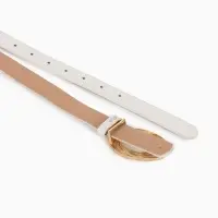 Ремень жен 04-01-01-04, Июнь2513, 2,4*0,3*110 см, без винта, пряж золото, гвоздик, белый