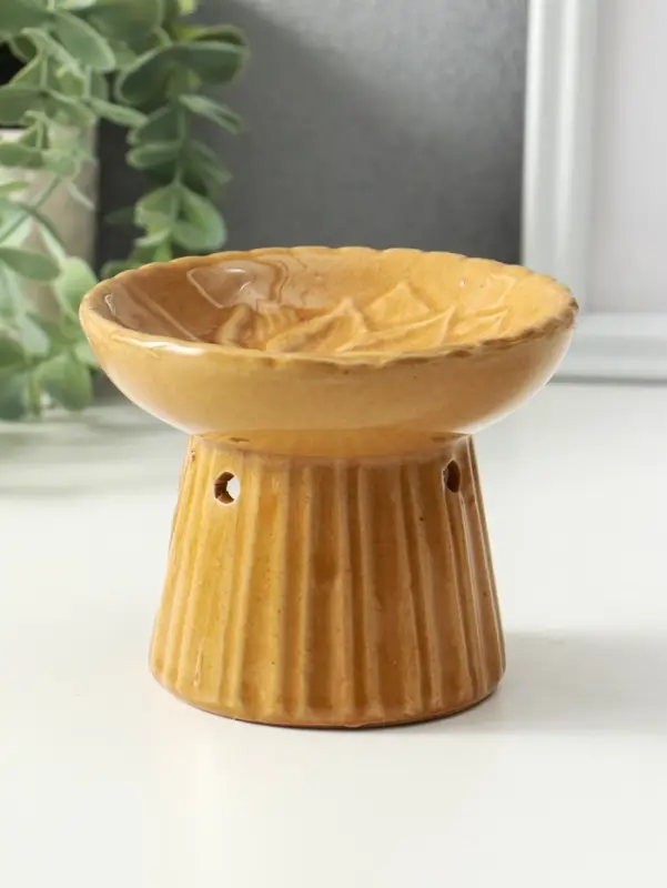 Аромалампа керамика "Лотос" коричневая11,4х11,4х9 см