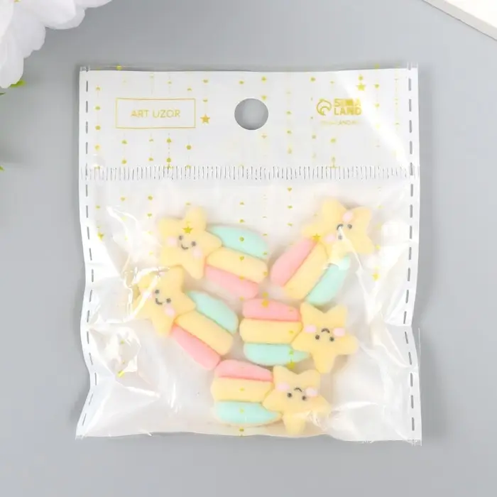 Декор для творчества бархатное напыление "Звезда-смайл с радугой" 0,6х1,8х2,5 см