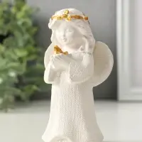 Фигура "Ангел с птицей" размер 11х7х4 см, белый с позолотой