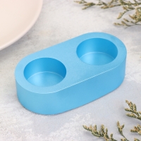 Подсвечник "Мрамор" из гипса для двух свечей овальный, 12х6х3см, голубой