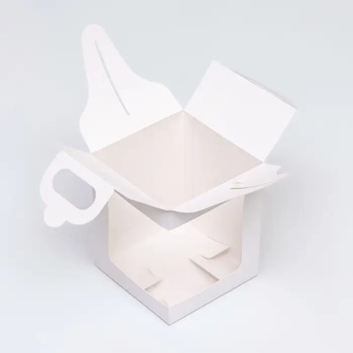 Коробка для пирожного с оконом, белая, 12.5&times;12.5&times;15 см