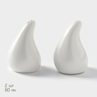 Набор фарфоровый для специй на бамбуковой подставке BellaTenero &laquo;Капельки&raquo;, 3 предмета: солонка 60 мл, перечница 60 мл, сахарница с ложкой 330 мл, цвет белый