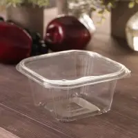 Контейнер одноразовый с неразъёмной крышкой КР-СК, пластик, 500 мл, 13.7&times;14.2&times;6.8 см, прозрачный