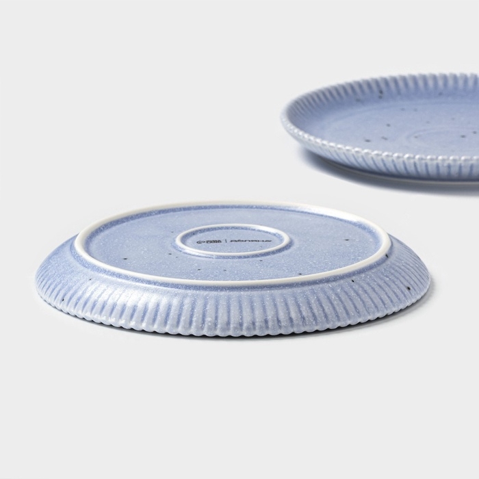 Тарелки Доляна &laquo;Коралл&raquo;, d=20,8 см, набор 2 шт, фарфор, голубые