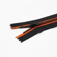 Молния &laquo;Трактор&raquo;, №5, неразъёмная, замок автомат, 18 см, чёрная, оранжевая