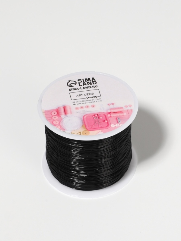 Нить для плетения 100&plusmn;1м d0,4мм эластичная силикон чёрный АУ