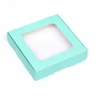 Коробка самосборная с окном, мятная, 13&times;13&times;3 см