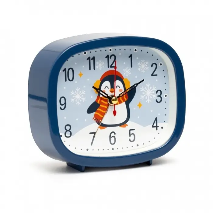 Будильник "Пингвин", плавный ход, 12,5 х 10,5 см, синий