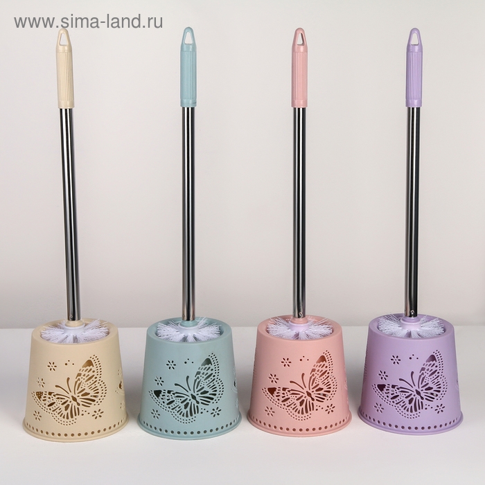 Ёрш для унитаза с подставкой &laquo;Бабочки&raquo;, 12,5&times;12,5&times;50 см, цвет МИКС