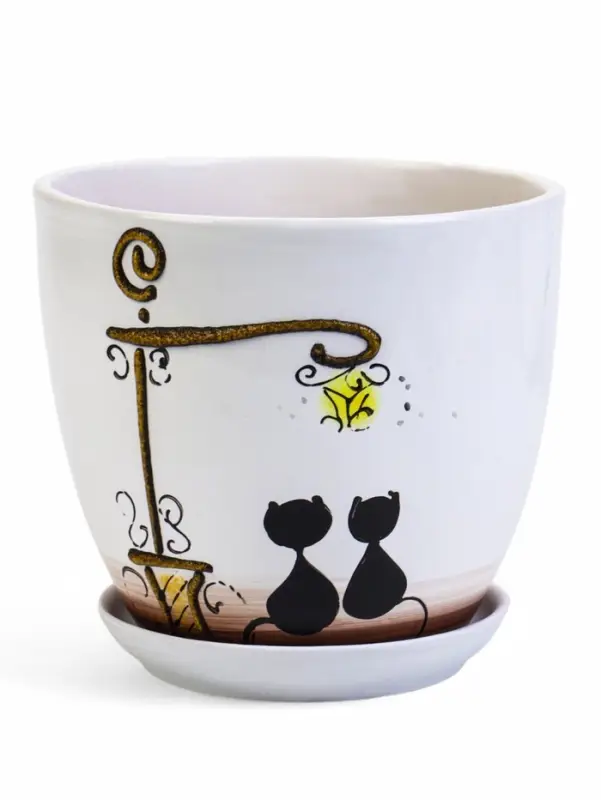 Горшок цветочный поддоном  2,5 л,  керамика, Вечер (М)