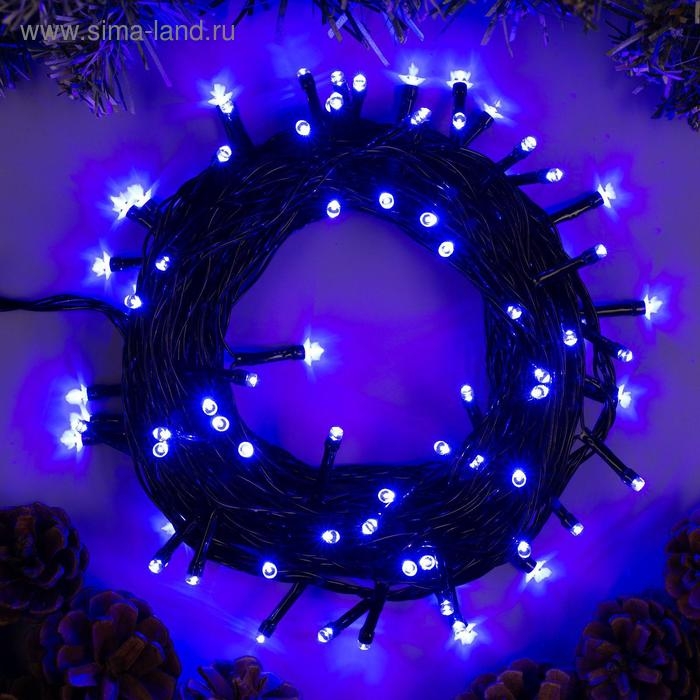 Гирлянда &laquo;Нить&raquo; 10 м, IP20, тёмная нить, 100 LED, свечение синее, 8 режимов, 220 В