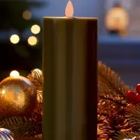 Светодиодная свеча восковая "Глубокий зеленый", 20x7 см, АААx3 (не в компл.), Т/БЕЛЫЙ