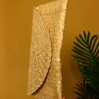 Сумка клатч плетёная из пальмового листа, 28&times;16&times;2 см, бежевая