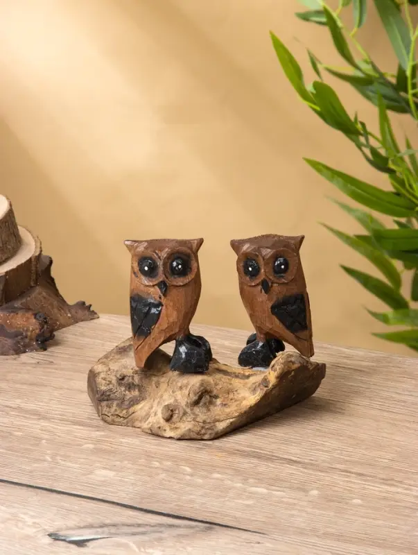 Сувенир интерьерный "Совушки" 15х9х14 см, дерево