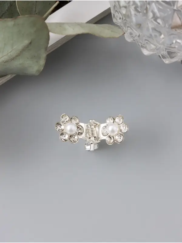 Крабик для волос&laquo;Мини&raquo;, блеск цветок, 1 см, серебро