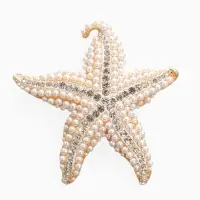 Брошь "Морская звезда", цвет белый в золоте