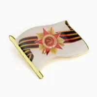 Значок &laquo;Флаг 9 мая&raquo;, 3&times;2.5 см, цветной в золоте