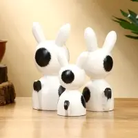 Набор сувенирный "Зайки" дерево H 14, 12, 9 см, цв. бело-чёрный