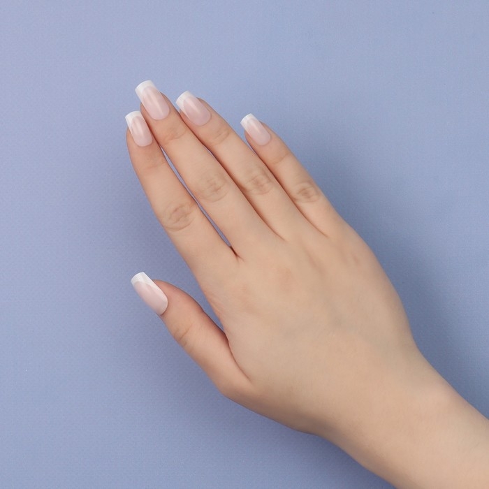 Накладные ногти &laquo;Classic French&raquo;, 24 шт, с клеевыми пластинами, форма мягкий квадрат, цвет нежно-розовый/белый