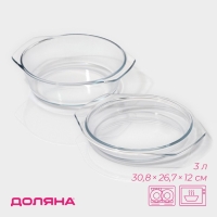 Кастрюля из жаропрочного стекла для запекания Доляна &laquo;Фуэго&raquo;, 3 л, 30,8&times;26,7&times;12 см, с крышкой